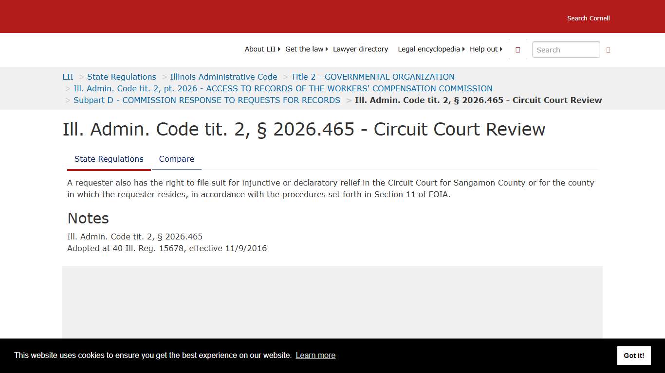 Ill. Admin. Code tit. 2, § 2026.465 - Circuit Court Review State Regulations US Law LII / Legal Information Institute