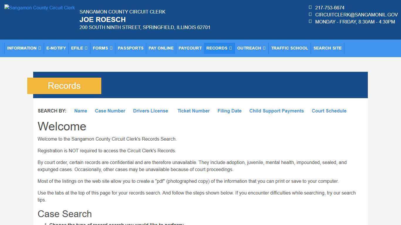 Sangamon County Circuit Clerk Records